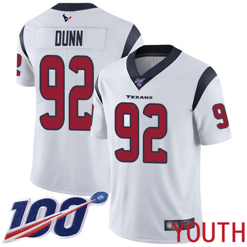 Houston Texans Limited White Youth Brandon Dunn Road Jersey NFL Football #92 100th Season Vapor Untouchable
